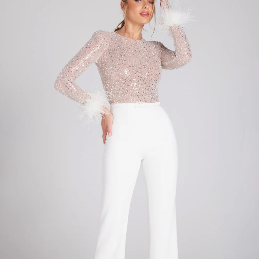 Nadine Merabi Amelia White Jumpsuit